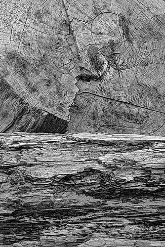 Geometric pattern in eroded driftwood-Bandon Beach-Oregon Beach Print